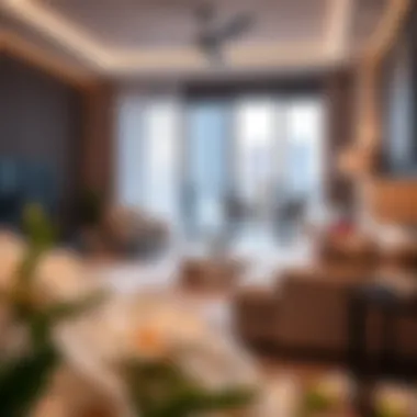 Stylish Living Area of Rose Garden Hotel Apartments Modern living space within Rose Garden Hotel Apartments
