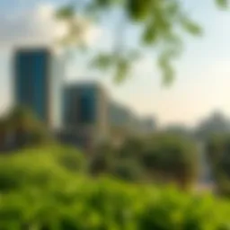 Stunning landscape view of Sharjah Garden City showcasing lush greenery and modern architecture.