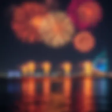 Reflections of Wonder: Fireworks on Water A breathtaking view of fireworks reflecting on the water