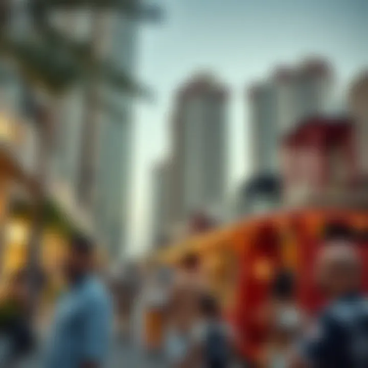 Vibrant community atmosphere surrounding Sparkle Towers