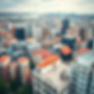 Diverse Architectural Horizons Aerial view of a city skyline showcasing diverse architectural styles