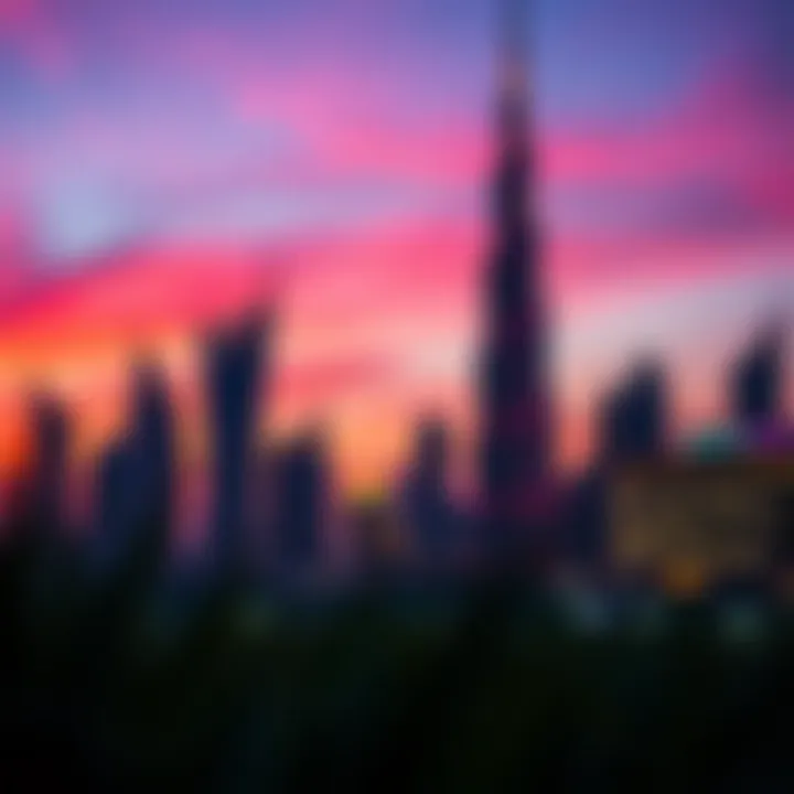 Vibrant hues of twilight casting a magical glow on Dubai's landmarks