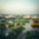 Aerial view of The Greens Community showcasing its lush landscapes and modern architecture