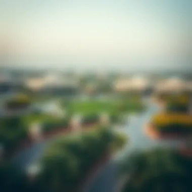 Aerial view of The Greens Community showcasing its lush landscapes and modern architecture