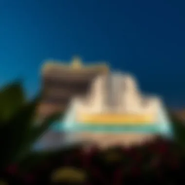 Majestic view of the Pointe Fountain at night