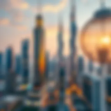 Urban planning layout showcasing sky tower developments