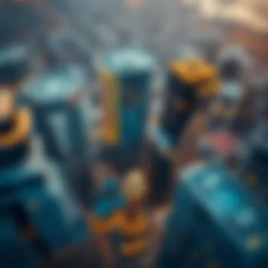 Aerial Perspective of Modern Skyscrapers An aerial view showcasing modern skyscrapers and their architectural intricacies