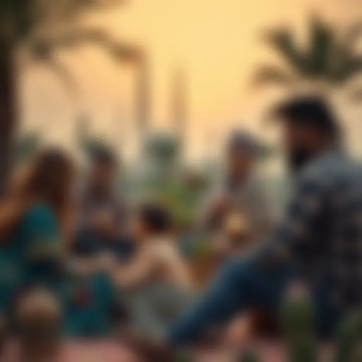 A scenic view of families enjoying outdoors during Eid