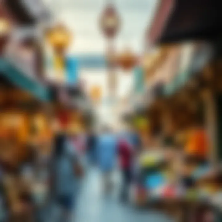 A vibrant local market bustling with Eid shoppers