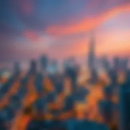 Illustration of Dubai skyline with residential and commercial properties