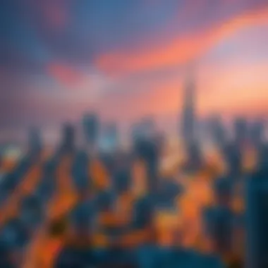 Dubai Skyline Overview Illustration of Dubai skyline with residential and commercial properties