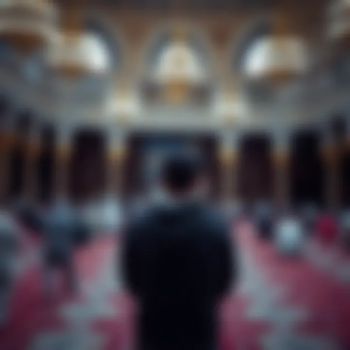 An individual observing prayer times in a tranquil setting