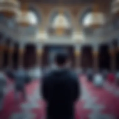 Observing Prayer Times An individual observing prayer times in a tranquil setting