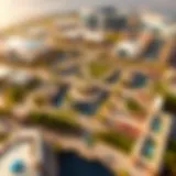 Aerial view of فلج هزاع highlighting its unique architecture and green spaces