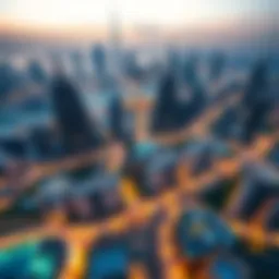 Aerial view of Dubai's skyline showcasing modern architecture and luxury properties