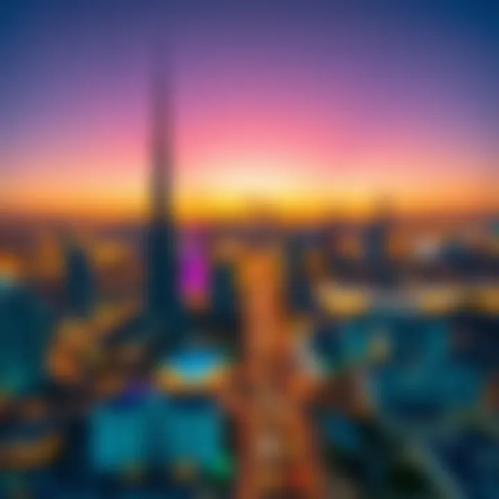Dusk over Dubai with vibrant skyline