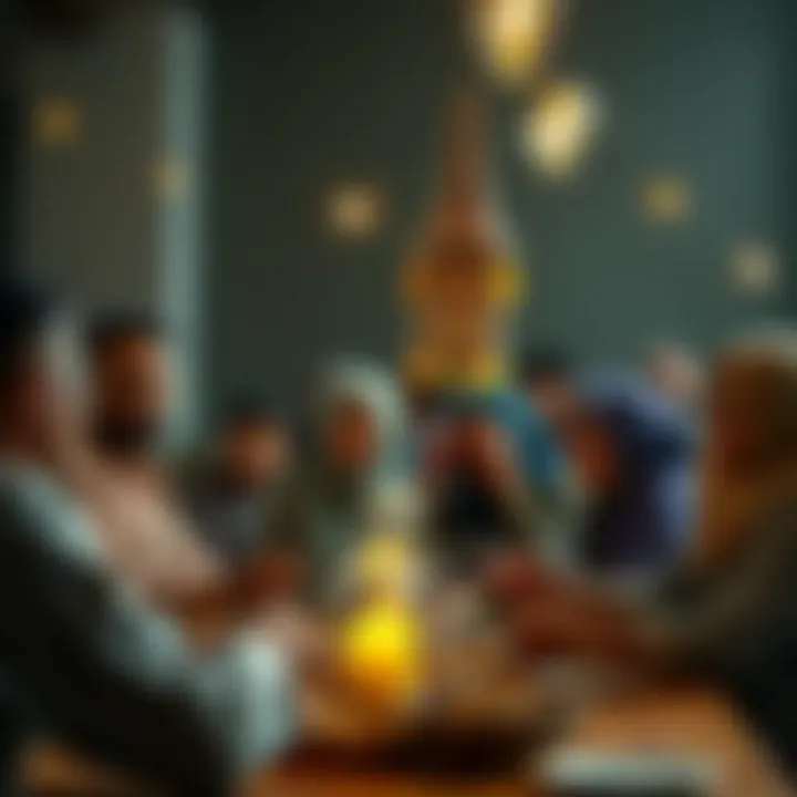 A gathering of families enjoying iftar together