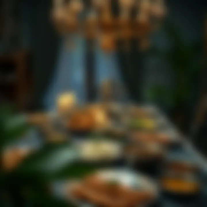 A beautifully arranged table with traditional dishes for iftar