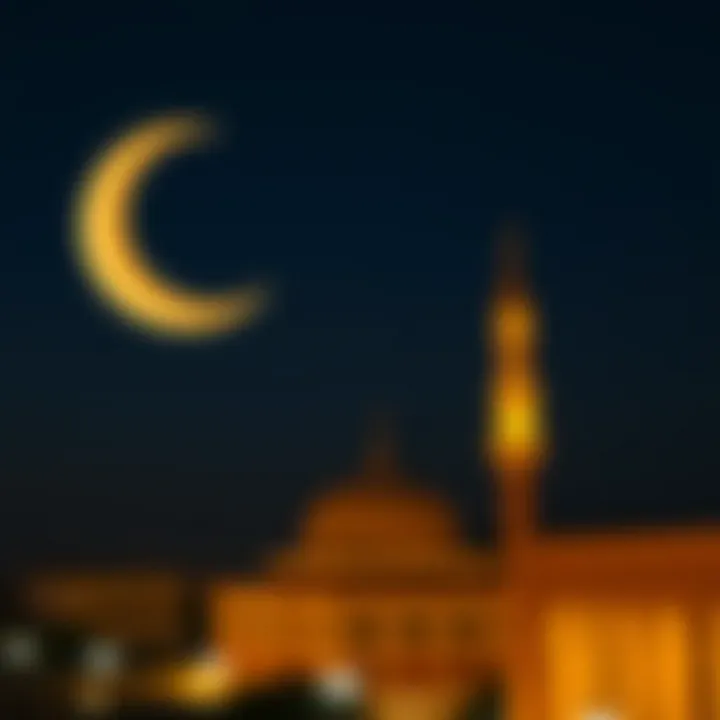 Crescent Moon Symbolizing Ramadan A crescent moon, representing the lunar calendar used during Ramadan.