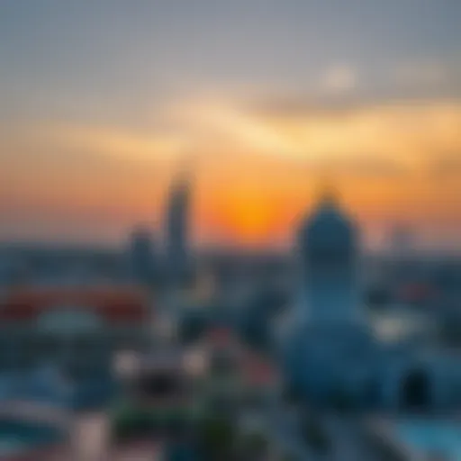 Sunset Over Dubai During Ramadan A serene sunset view over Dubai, symbolizing the end of the fasting day.