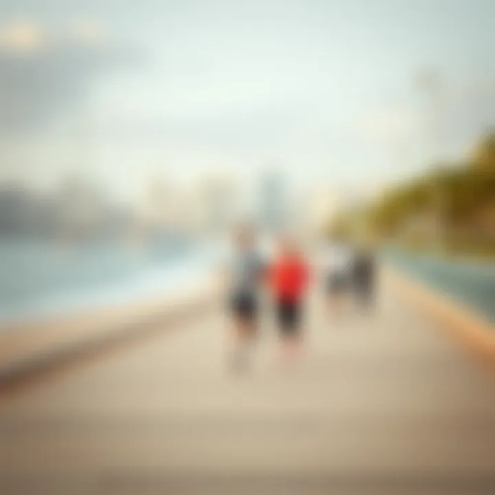 Morning Activities at Marina Beach Morning activity at Marina Beach with joggers and families