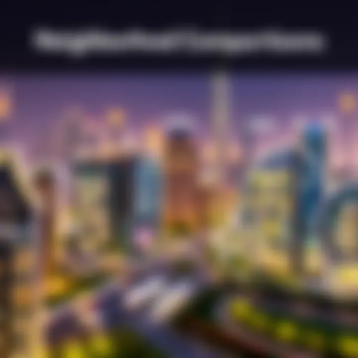 Infographic depicting neighborhood comparisons in Dubai