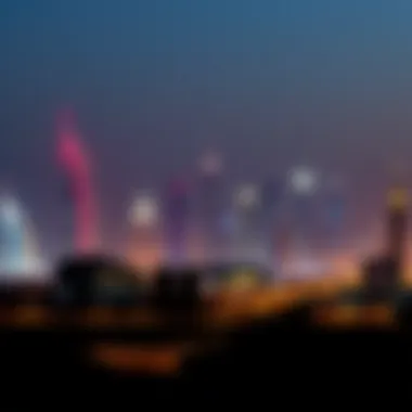 Illuminated UAE Skyline An artistic representation of the UAE skyline illuminated for National Day