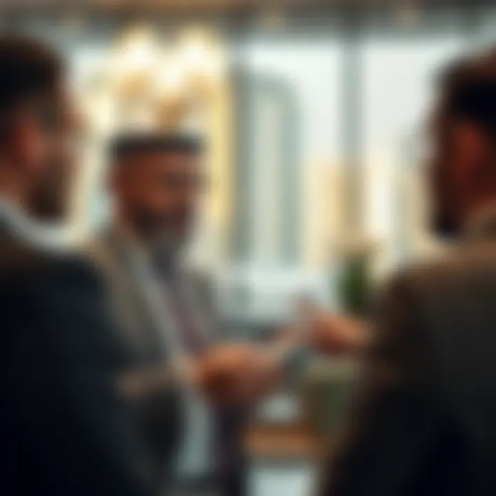 Broker discussing exclusive real estate opportunities with investors