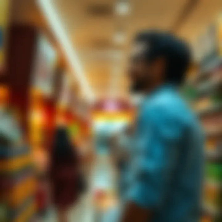 Customer enjoying shopping experience within the welcoming interior of the store.