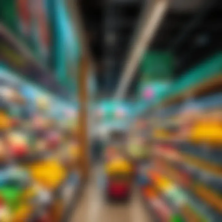 Aisles filled with diverse grocery items reflecting the supermarket's extensive range.