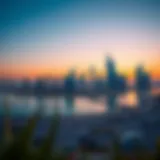 Stunning view of VYB Business Bay skyline at sunset